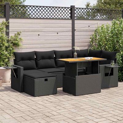 Set Divani da Giardino con Cuscini 8 pz Nero Polyrattan Acacia vidaXL