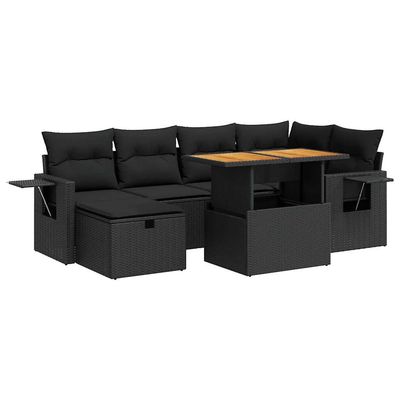Set Divani da Giardino con Cuscini 8 pz Nero Polyrattan Acacia vidaXL