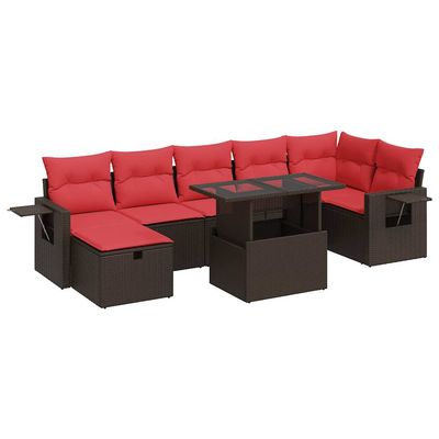 Set Divani da Giardino con Cuscini 8 pz Marrone Polyrattan Acacia vidaXL