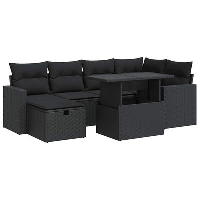 Set Divani da Giardino con Cuscini 7pz Nero Polyrattan vidaXL