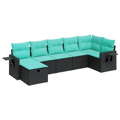 Set Divani da Giardino con Cuscini 7pz Nero Polyrattan vidaXL