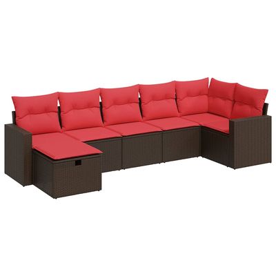 Set Divani da Giardino 7 pz con Cuscini Marrone in Polyrattan vidaXL