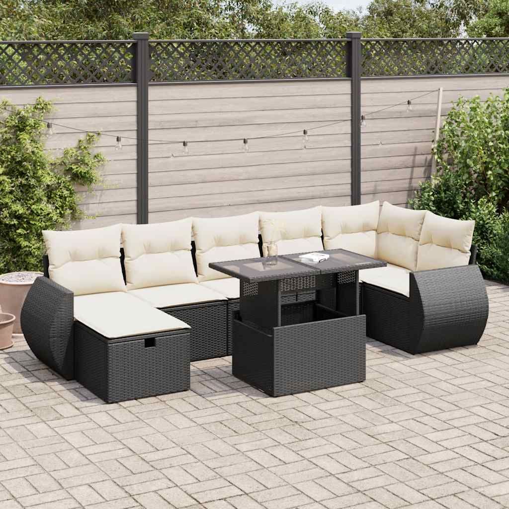 Set Divani da Giardino con Cuscini 8 pz Nero in Polyrattan vidaXL