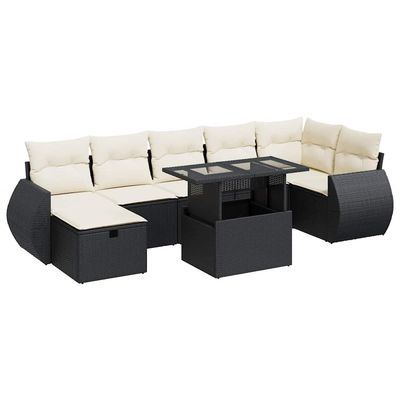 Set Divani da Giardino con Cuscini 8 pz Nero in Polyrattan vidaXL