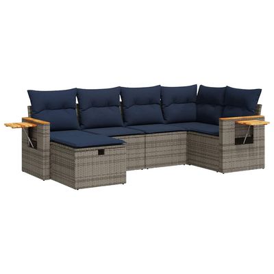 Set Divano da Giardino 6 pz con Cuscini Grigio in Polyrattan vidaXL