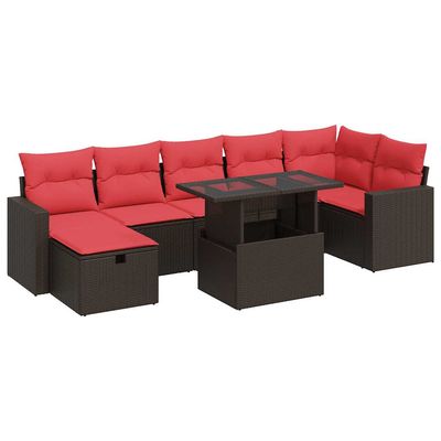 Set Divani da Giardino con Cuscini 8 pz Marrone Polyrattan Acacia vidaXL