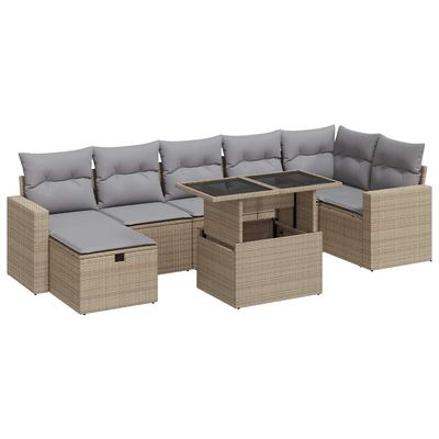 Set Divano da Giardino 8 pz con Cuscini Beige in Polyrattan vidaXL