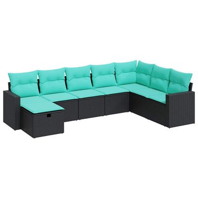 Set Divani da Giardino con Cuscini 8 pz Nero in Polyrattan vidaXL