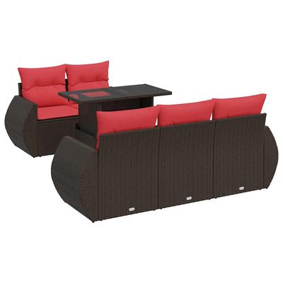 Set Divano Giardino 6 pz con Cuscini Marrone Polyrattan Acacia vidaXL