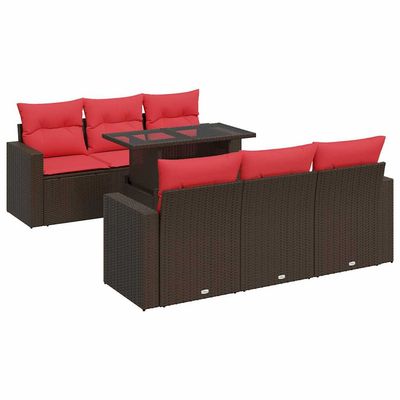 Set Divani Giardino 7 pz con Cuscini Marrone Polyrattan Acacia vidaXL