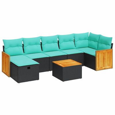Set Divani da Giardino con Cuscini 8 pz Nero in Polyrattan vidaXL