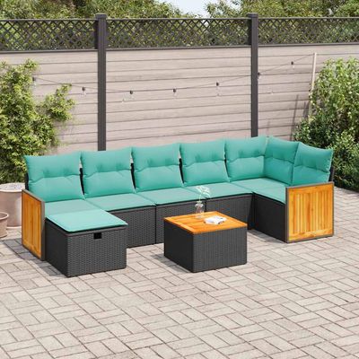 Set Divani da Giardino con Cuscini 8 pz Nero in Polyrattan vidaXL