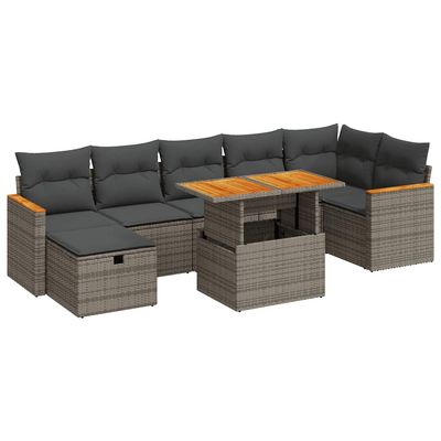 Set Divano da Giardino 5 pz con Cuscini Grigio in Polyrattan vidaXL
