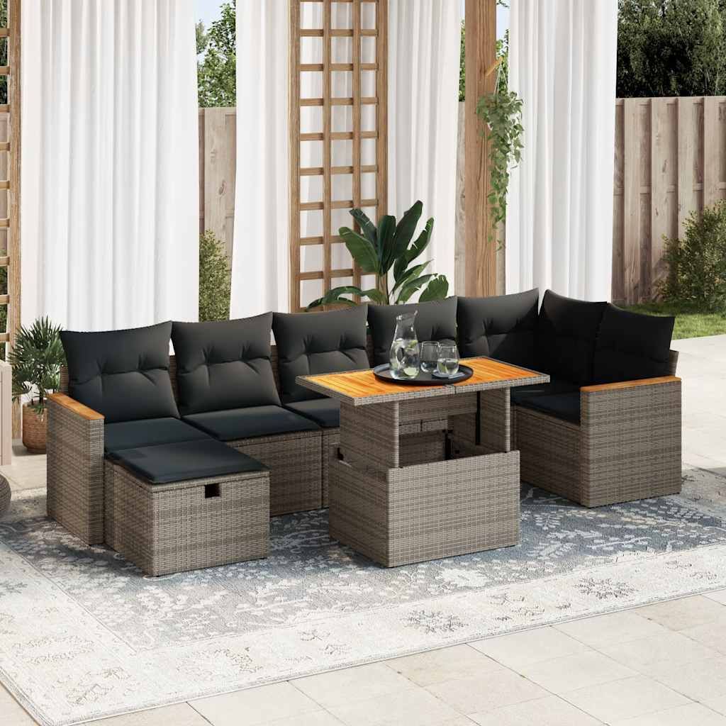 Set Divano da Giardino 5 pz con Cuscini Grigio in Polyrattan vidaXL
