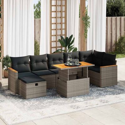 Set Divano da Giardino 5 pz con Cuscini Grigio in Polyrattan vidaXL