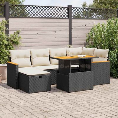 Set Divani da Giardino con Cuscini 8 pz Nero in Polyrattan vidaXL