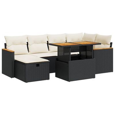 Set Divani da Giardino con Cuscini 8 pz Nero in Polyrattan vidaXL