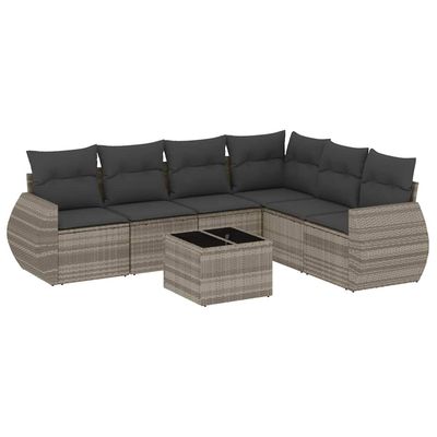Set Divani da Giardino 7pz con Cuscini Grigio Chiaro Polyrattan vidaXL