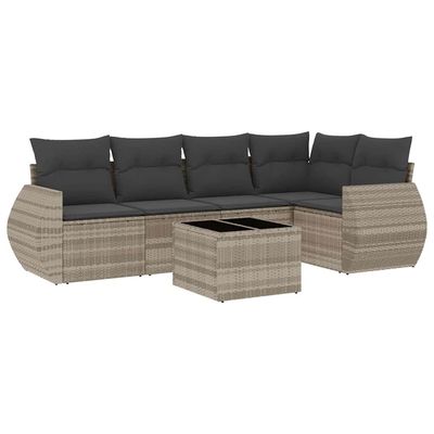 Set Divano da Giardino 6pz con Cuscini Grigio Chiaro Polyrattan vidaXL