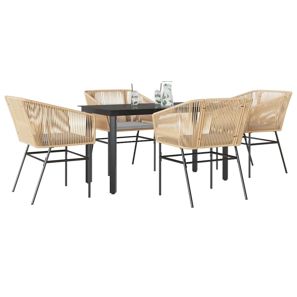 Set da Pranzo da Giardino 5pz con Cuscini Polyrattan Vetro vidaXL