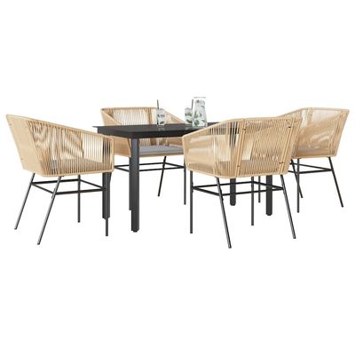 Set da Pranzo da Giardino 5pz con Cuscini Polyrattan Vetro vidaXL Set da Pranzo da Giardino 5pz con Cuscini Polyrattan Vetro vidaXL