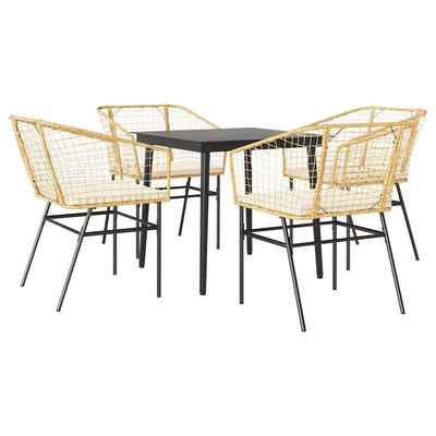 Set da Pranzo da Giardino 5pz con Cuscini Polyrattan Vetro vidaXL