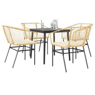 Set da Pranzo da Giardino 5pz con Cuscini Polyrattan Vetro vidaXL