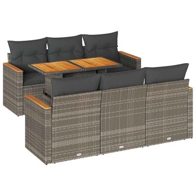Set Divani da Giardino 7pz con Cuscini Grigio Polyrattan Acacia vidaXL