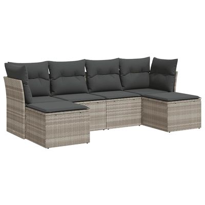 Set Divano da Giardino 6pz con Cuscini Grigio Chiaro Polyrattan vidaXL