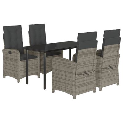 Set da Pranzo da Giardino 5 pz con Cuscini in Polyrattan Grigio vidaXL