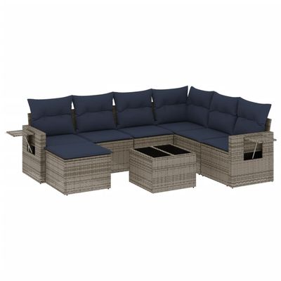 Set Divani da Giardino 8 pz con Cuscini Grigio in Polyrattan vidaXL