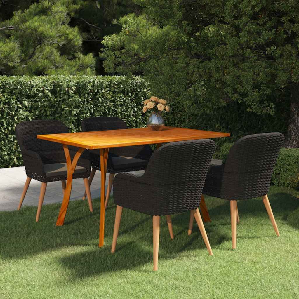 Set Mobili da Pranzo per Giardino 5 pz Nero vidaXL