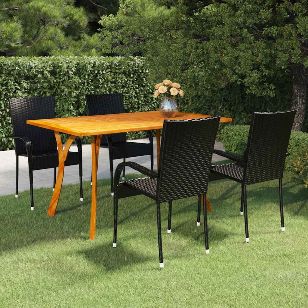 Set Mobili da Pranzo per Giardino 5 pz Nero vidaXL