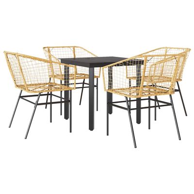 Set da Pranzo da Giardino 5pz Polyrattan Vetro vidaXL