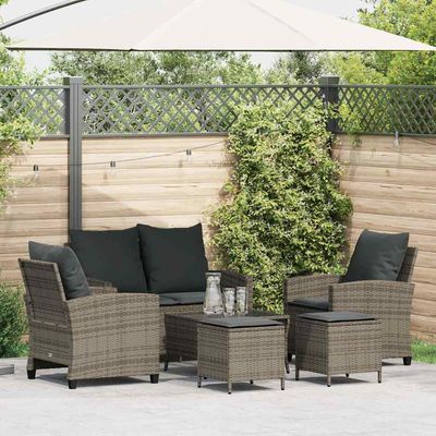 Set Divano da Giardino 6 pz con Cuscini Grigio in Polyrattan vidaXL Set Divano da Giardino 6 pz con Cuscini Grigio in Polyrattan vidaXL