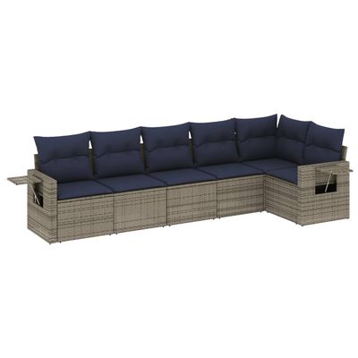 Set Divani da Giardino 6 pz con Cuscini Grigio in Polyrattan vidaXL