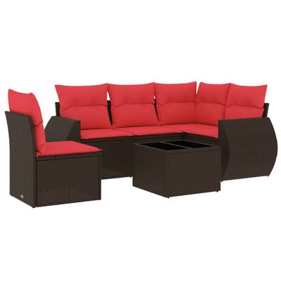 Set Divani da Giardino 6 pz con Cuscini Marrone in Polyrattan vidaXL