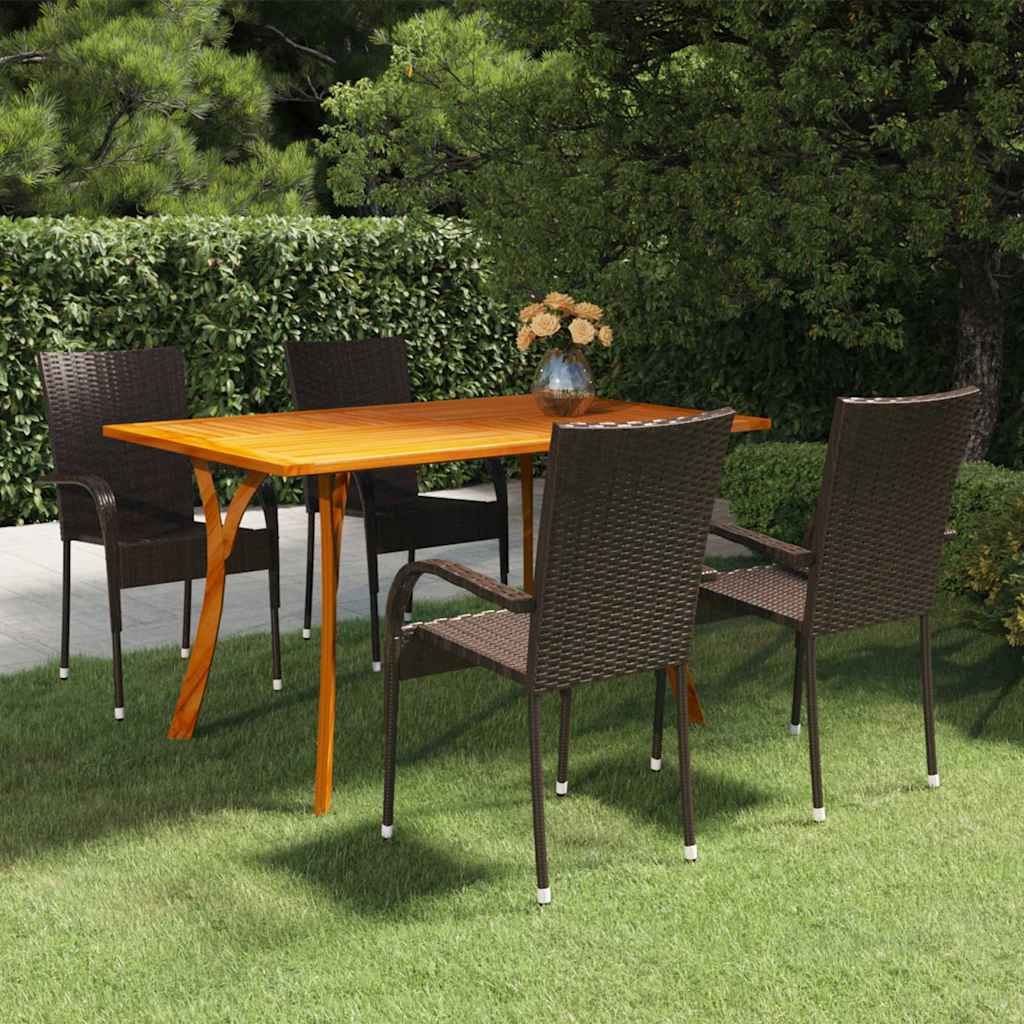 Set Mobili da Pranzo per Giardino 5 pz Marrone vidaXL