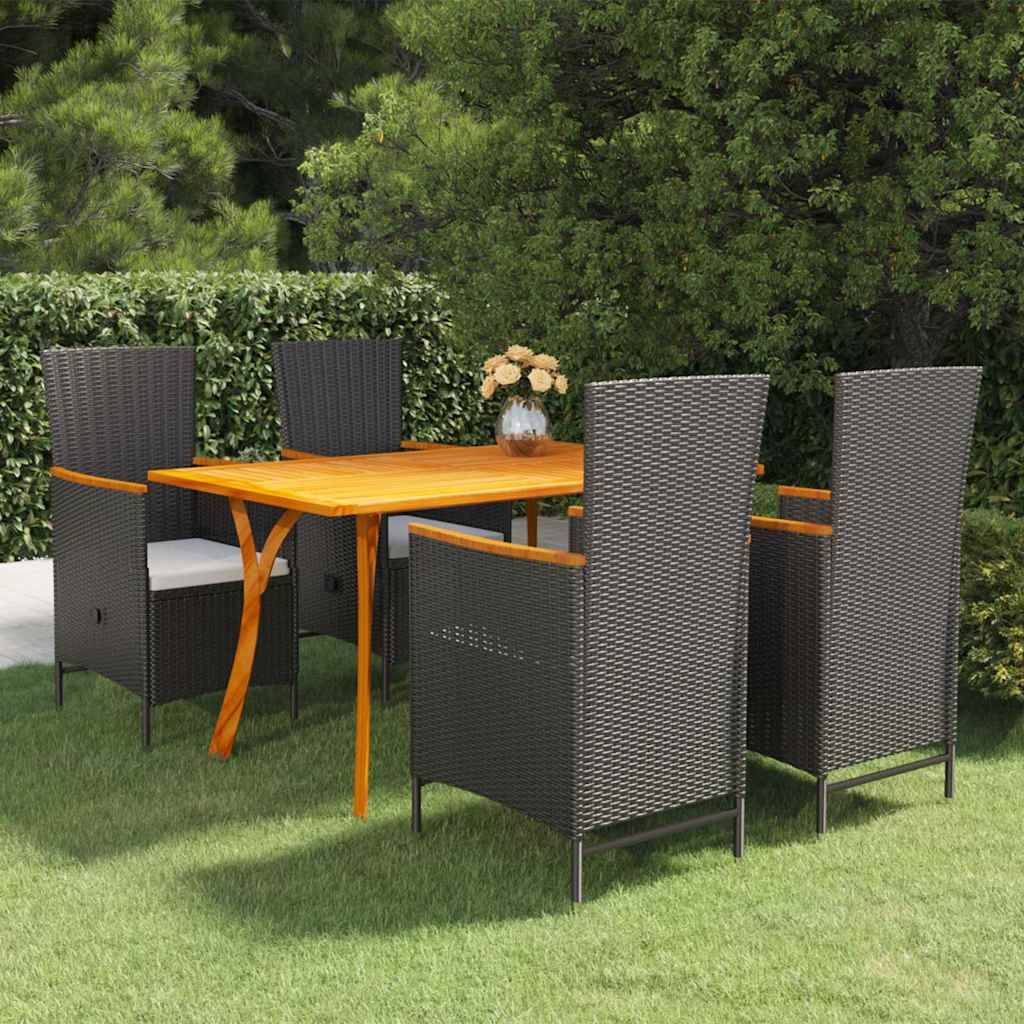 Set Mobili da Pranzo per Giardino 5 pz Nero vidaXL