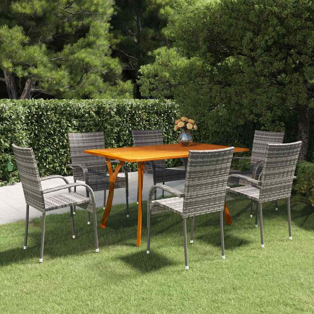 Set da Pranzo per Giardino 7 pz Grigio vidaXL