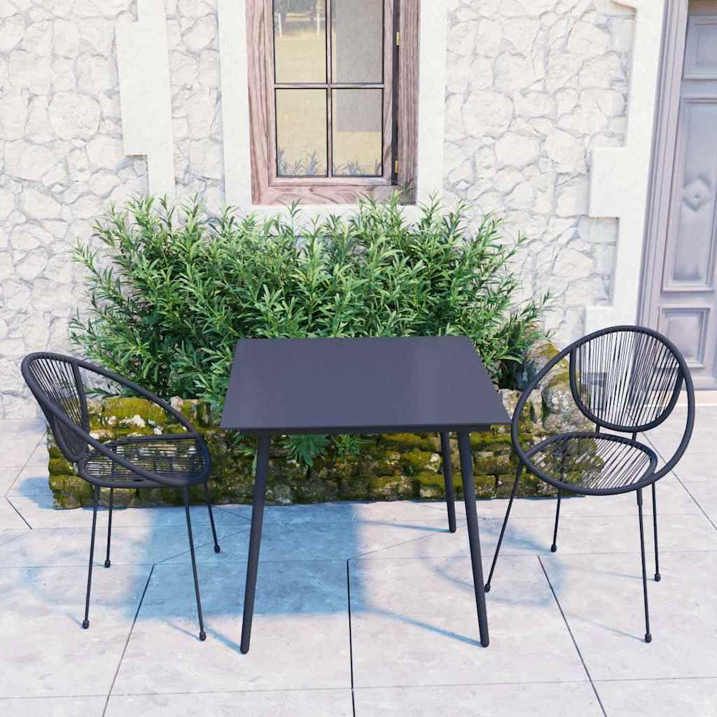 Set da Pranzo da Giardino 3 pz in Rattan PVC Nero vidaXL