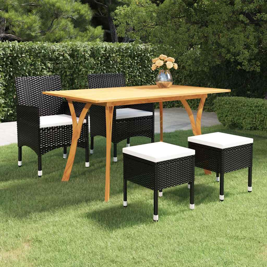 Set Mobili da Pranzo per Giardino 5 pz Nero vidaXL
