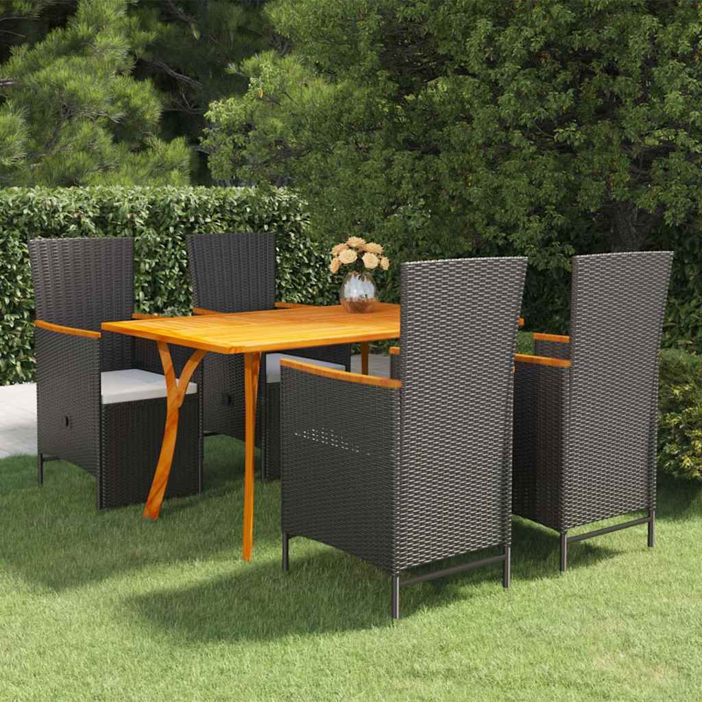 Set Mobili da Pranzo per Giardino 5 pz Nero vidaXL
