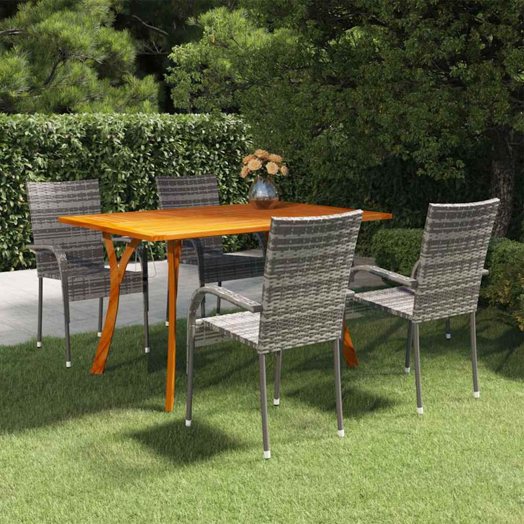 Set Mobili da Pranzo per Giardino 5 pz Grigio vidaXL