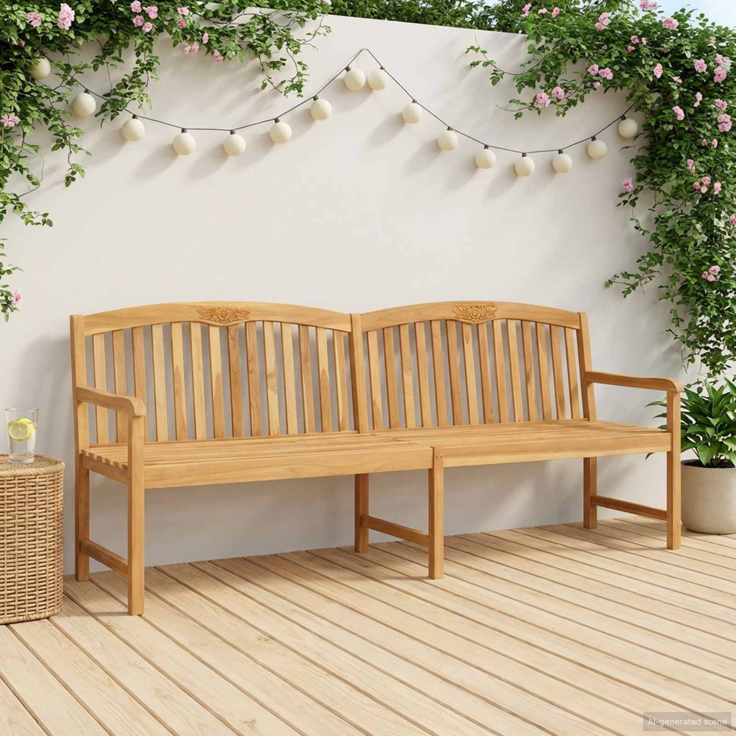 Panchina in legno intagliata a mano 228 x 60 x 90 cm Naturale vidaXL