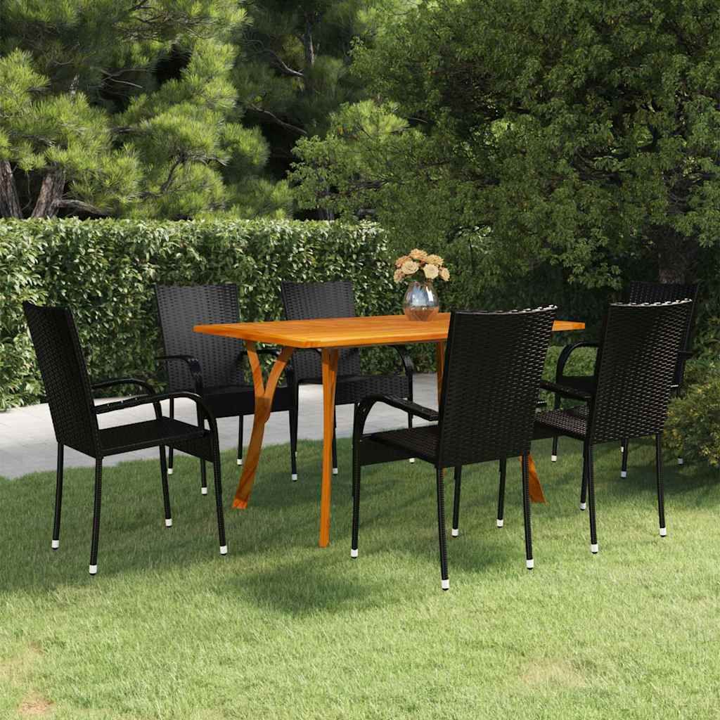 Set Mobili da Pranzo per Giardino 7 pz Nero vidaXL