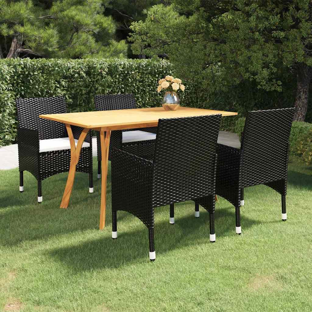Set Mobili da Pranzo per Giardino 5 pz Nero vidaXL