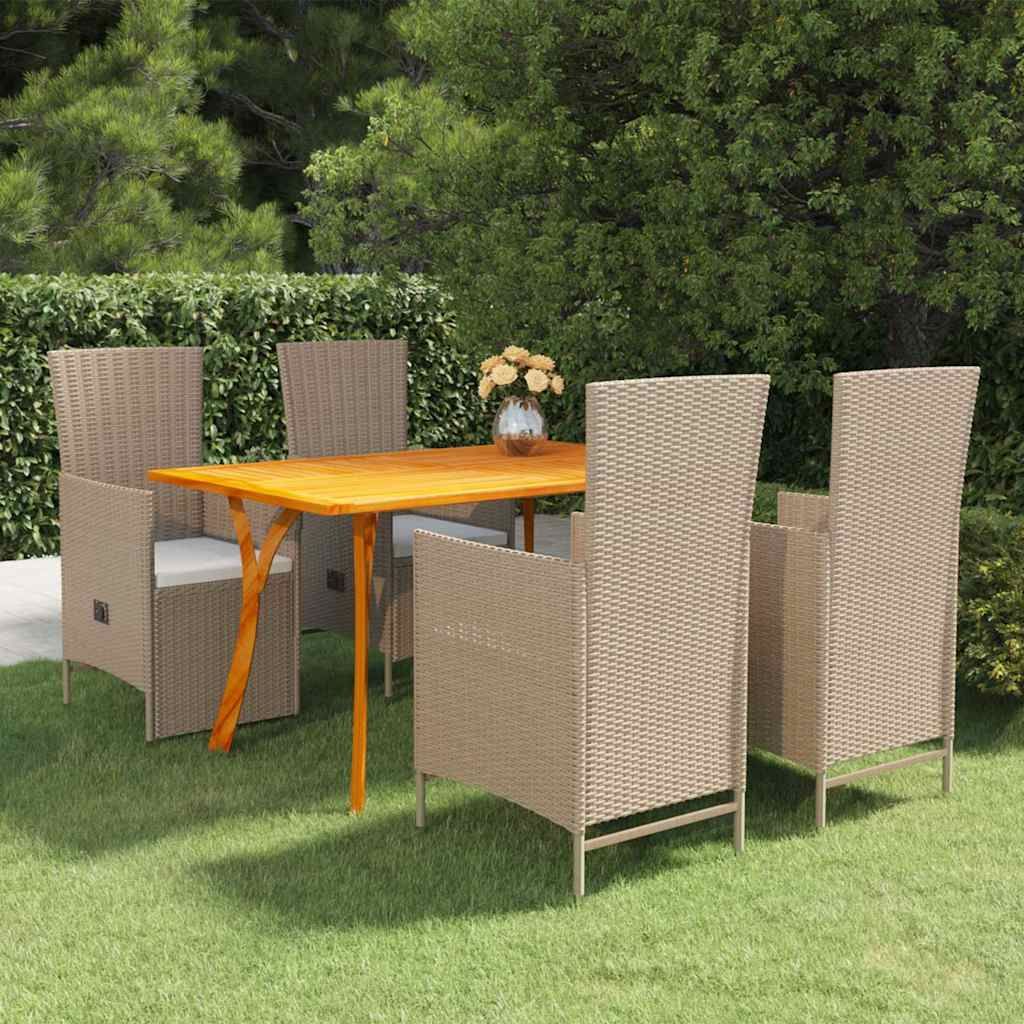 Set Mobili da Pranzo per Giardino 5 pz Beige vidaXL
