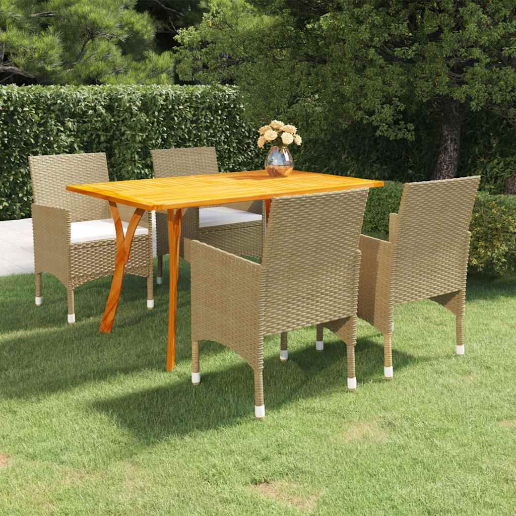 Set Mobili da Pranzo per Giardino 5 pz Beige vidaXL