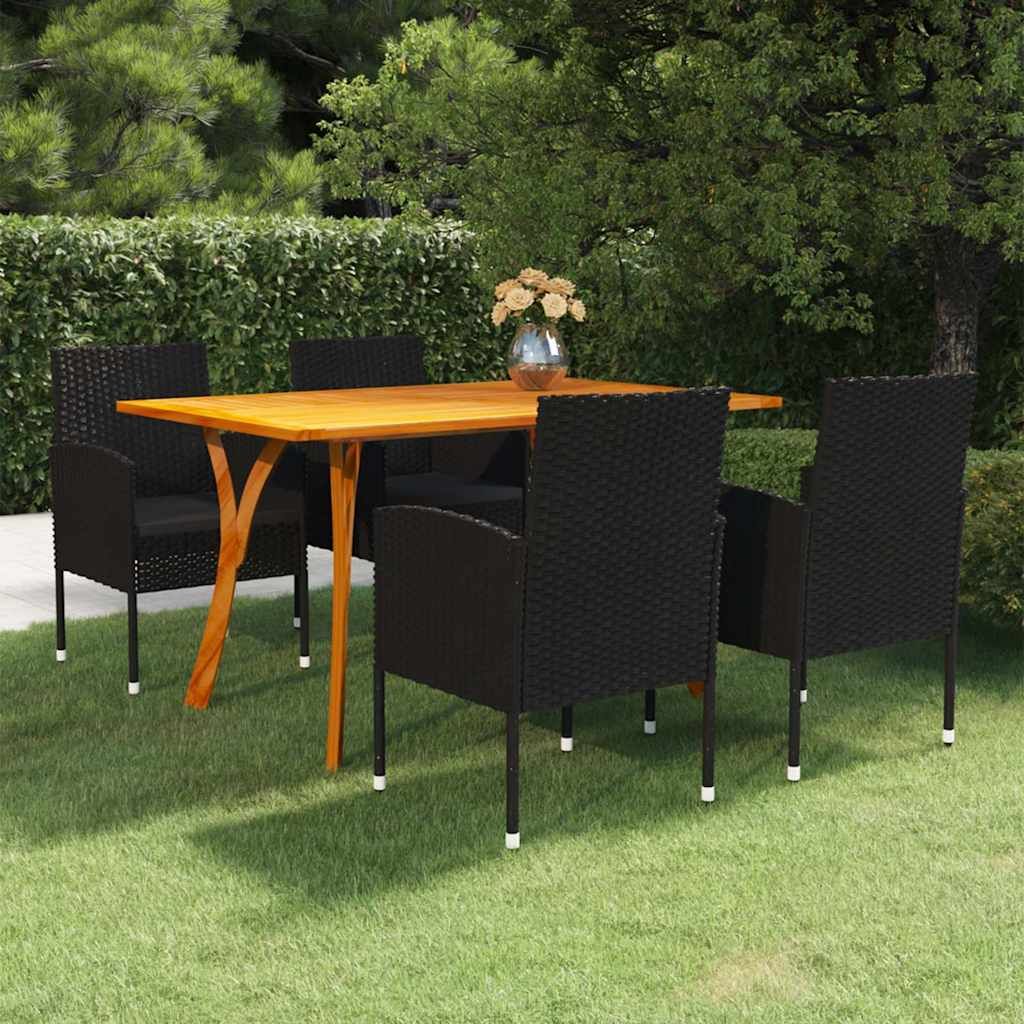 Set Mobili da Pranzo per Giardino 5 pz Nero vidaXL
